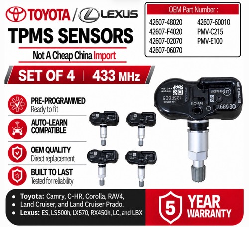 Lexus tpms tyre pressure - 4x,