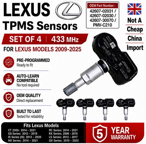 Lexus tpms tyre pressure - 4x,